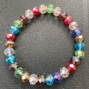 * Czech Crystal Multi Color Bracelet 7”-8” stretchy NEW Gorgeous!